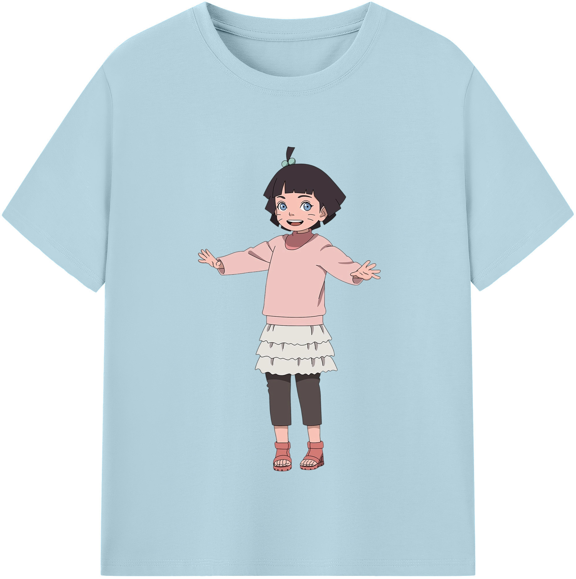 （画像用） NARUTO -ナルト- うずまき ヒマワリ Uzumaki Himawari 綿100％半袖Tシャツ（フロントプリント）